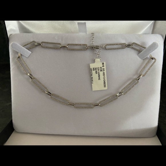 Gabi Rielle Silver & Cubic Zirconia Link Necklace - Picture 1 of 6